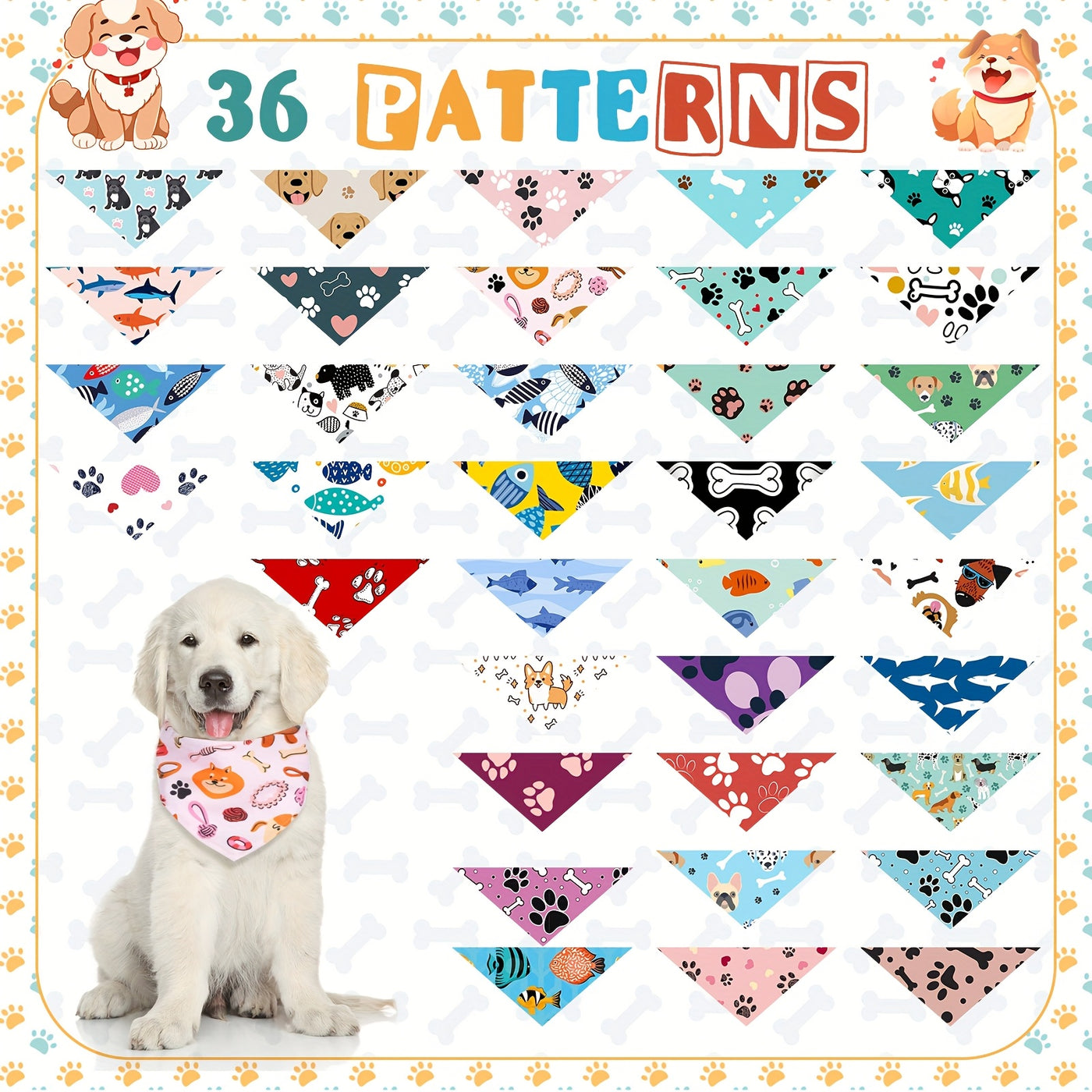 72 Pack Dog Bandanas Bulk Triangle Scarf Bibs – Adjustable Pet Bandana Set for Medium Dogs, Groomer Supplies Dog Costume Accessories One Size