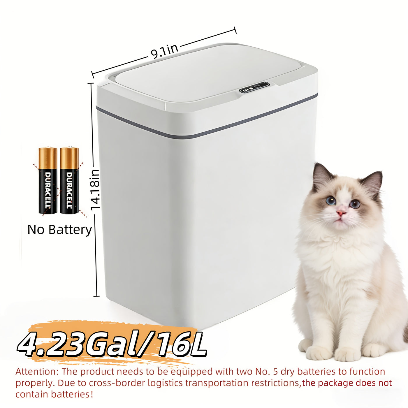 Smart Pet Trash Can Motion Sensor Touchless Odor-Blocking Sealing Lid 4.23 Gal Easy Clean for Pet Owners