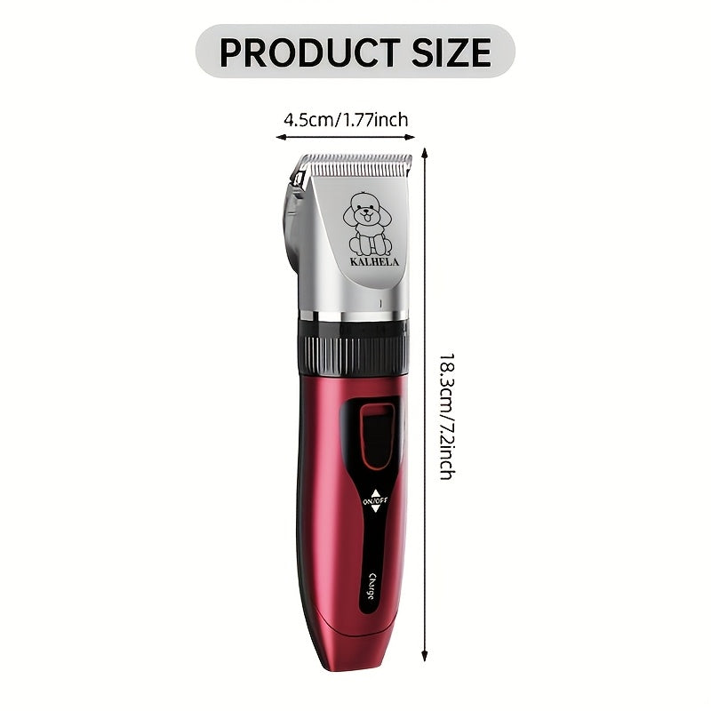 Rechargeable Pet Grooming Clippers with LED Display – Low Noise Cordless Dog & Cat Hair Trimmer, Detachable Blades, 4 Guide Combs, USB Charging