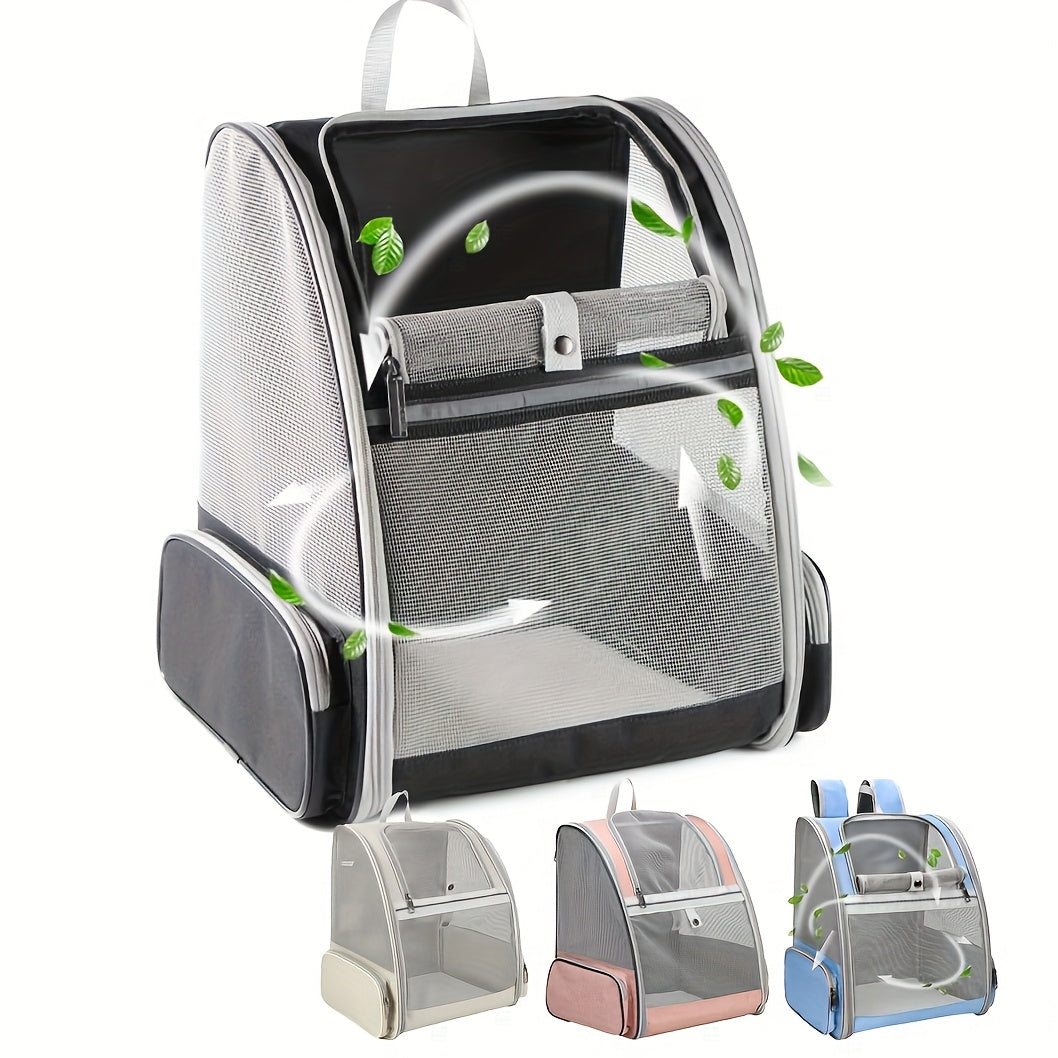 Cat Carrier Backpack – Ventilated Foldable Pet Backpack with Mesh Windows & Harness, Fits Cats up to 18lbs & Dogs up to 15lbs, Travel Hiking Car Airplane