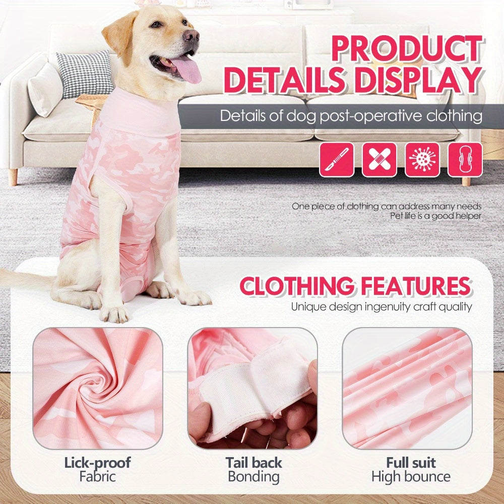 Dog Recovery Suit After Surgery Female Breathable Spay Recovery Onesie Cone Alternative for Dogs – Soft Polyester Blend in Grey and Pink Sizes M to XL