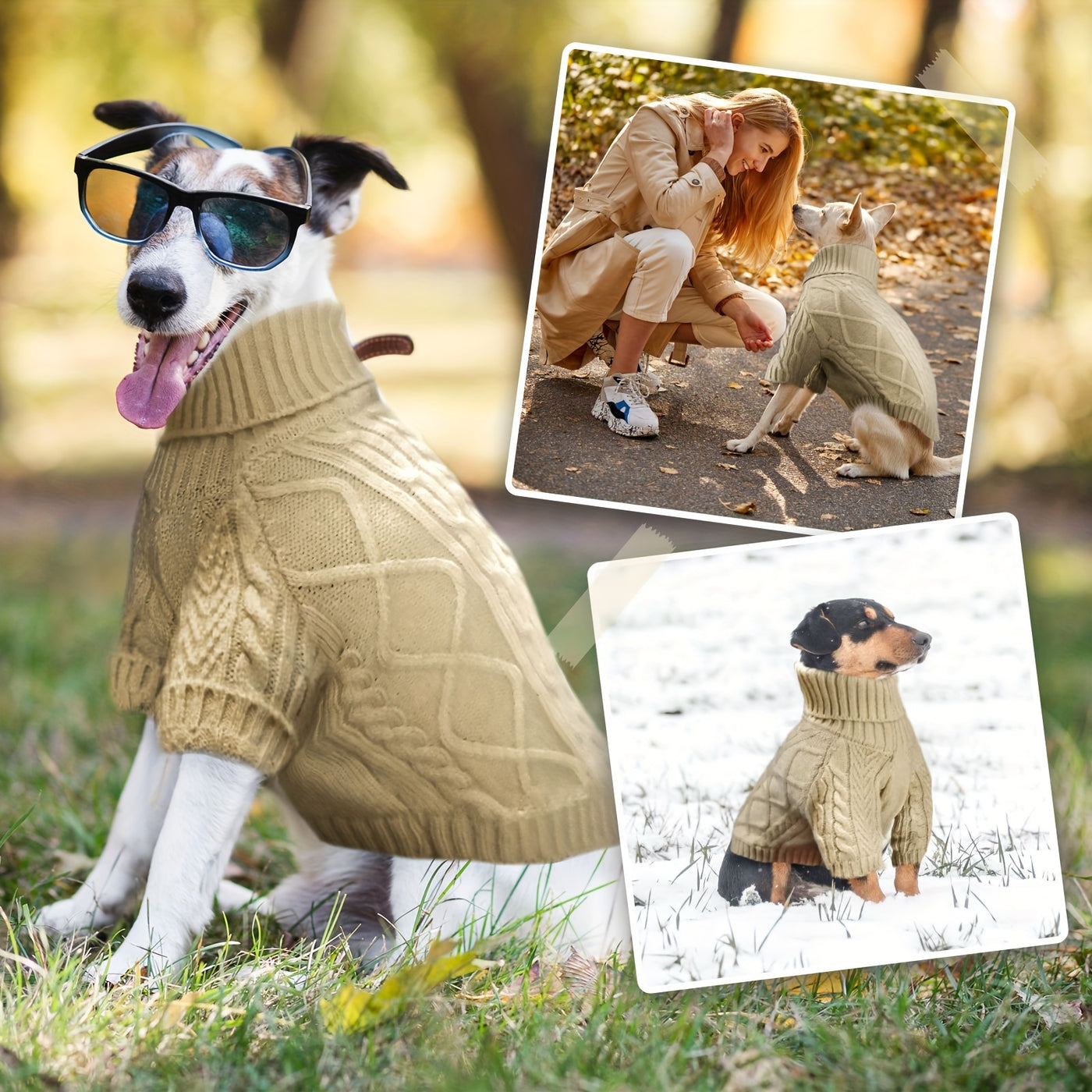 Turtleneck Dog Sweater – Warm Knit Pullover with Soft Long Sleeves for Small to Medium Dogs, All-Season Winter Fall Spring Pet Clothes for Chihuahua Bulldog Dachshund, Machine Washable