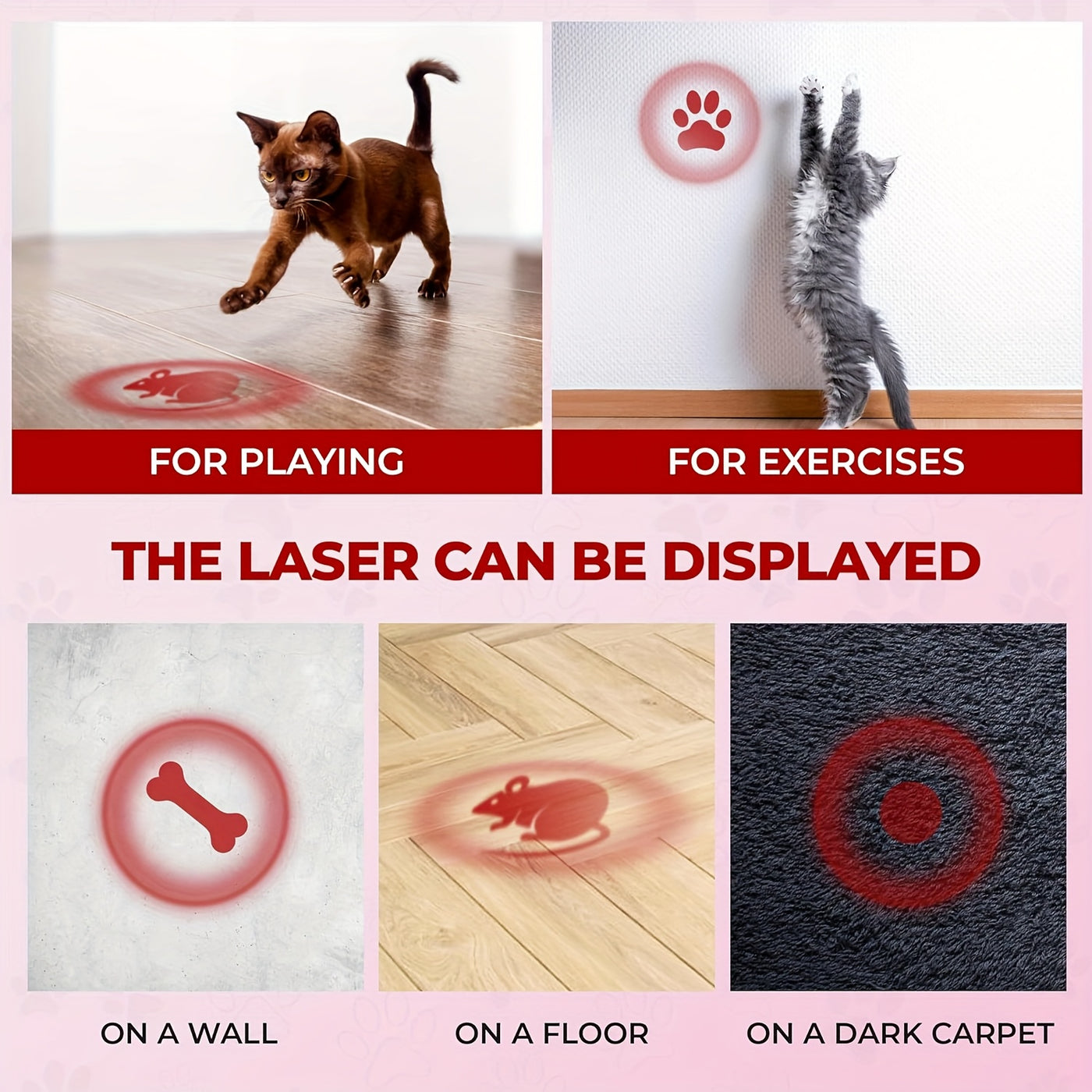 Interactive Cat Toy USB Rechargeable – 7-in-1 Teaser Wand with 7 Play Modes, Bonus Mouse Toy, Exercise & Enrichment for Indoor Cats and Dogs, Pink & Blue