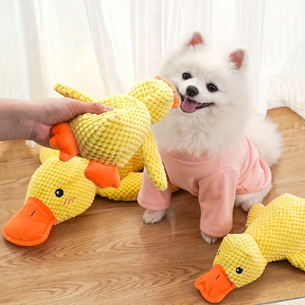 Large Squeaky Plush Duck Dog Toy – Bite-Resistant Soft Chew Toy for Puppies & Large Breed Dogs, Durable Stuffed Animal Teething Toy for Golden Retrievers, Corgis, Pomeranians & All Breeds