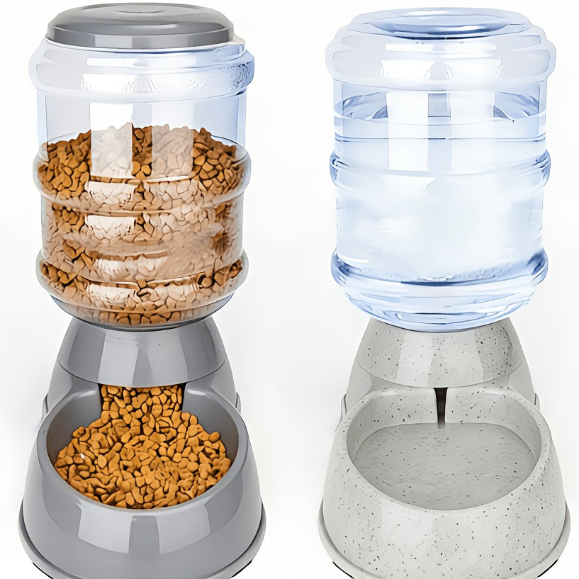 Gravity Pet Feeder & Water Dispenser 1 Gallon – No Battery Automatic Dog Cat Food Bowl Station, Durable BPA-Free PP, Small Medium Pets