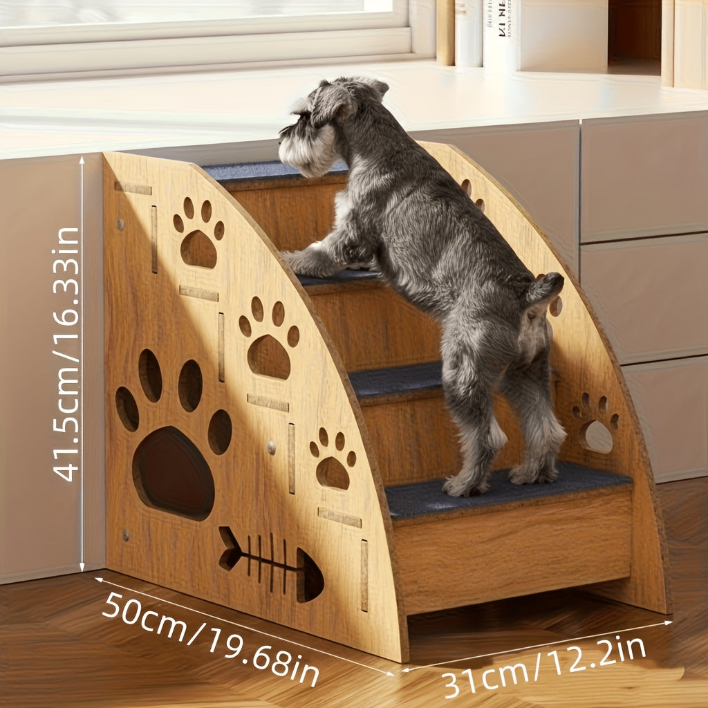 Pet Stairs for Bed and Sofa – 3 or 4 Step Non-Slip Dog & Cat Steps with Safety Railings, 15" High Ramp Staircase for Small and Medium Dogs and Cats