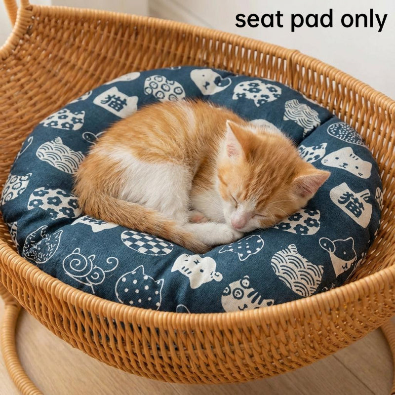 Large Handmade Cat Hammock Cushion Breathable Handwoven Hanging Mattress with Soft Bed Pad - Scratch-Resistant Polyester Cushion for Cat Basket Beds Swing Beds & Hanging Hammocks