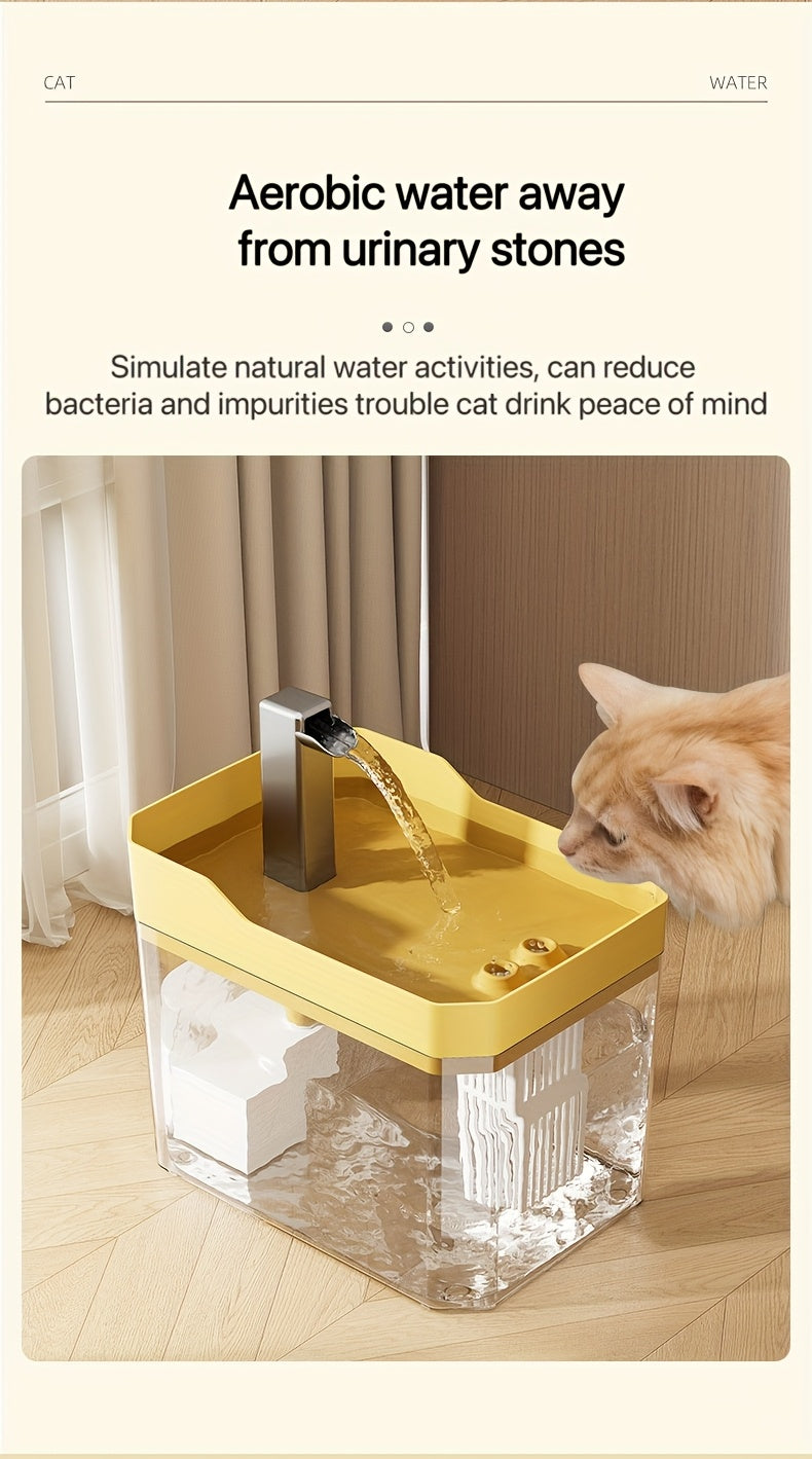 Pet Water Dispenser 50oz USB Rechargeable – Ultra Silent Automatic Circulating Water Feeder for Cats & Dogs, No Battery Required
