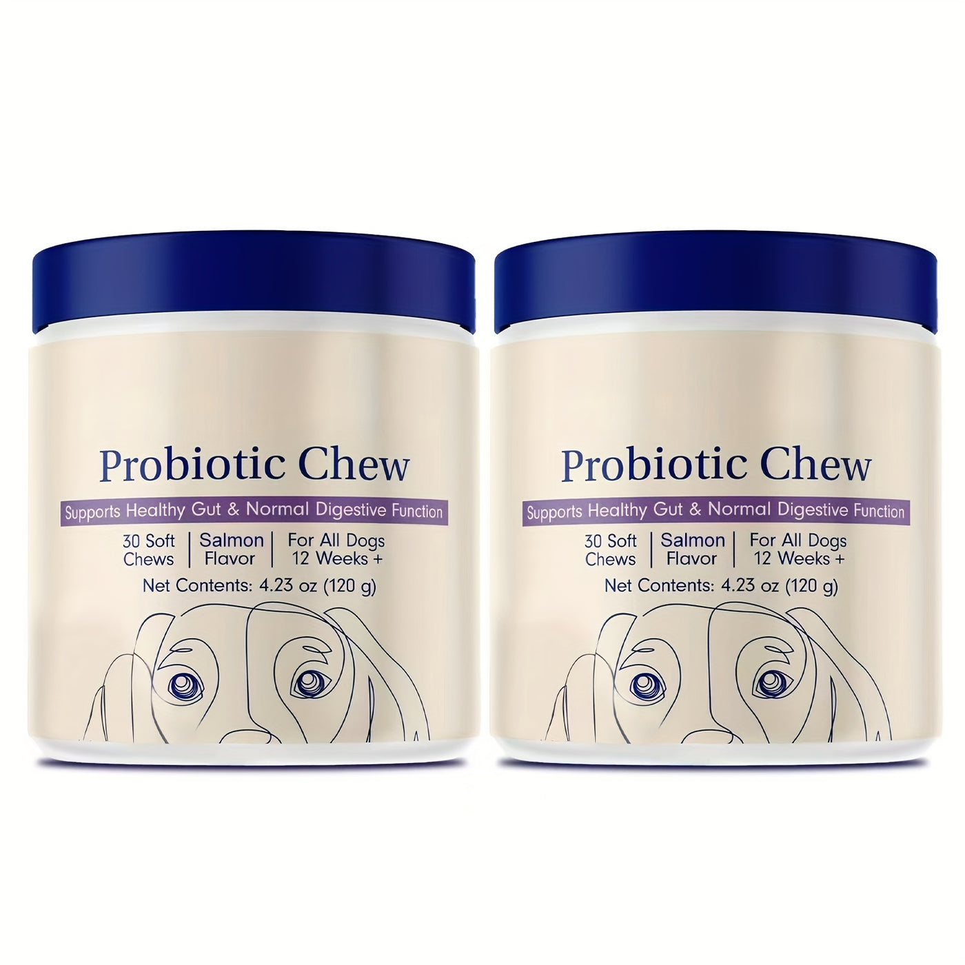 Probiotics for Dogs Gut & Digestive Health – Seafood Flavor Soft Chewable Tablets, 60pcs, Daily Nutritional Supplement, 2-Pack Value