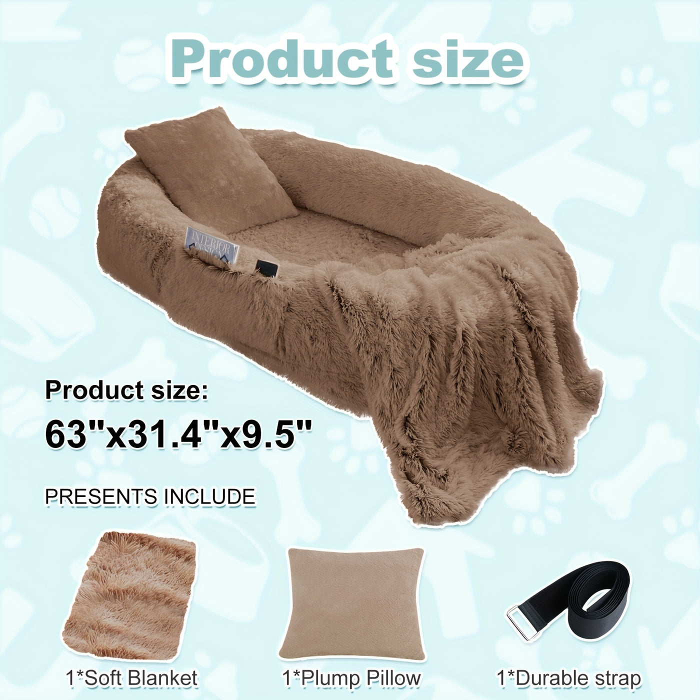 Human Dog Bed 70x44x11 Inch Giant Faux Fur Orthopedic Bed for People & Pets - Washable Non-Slip Extra Large Dog Bed for Adults, Napping, Lounging, All Breeds