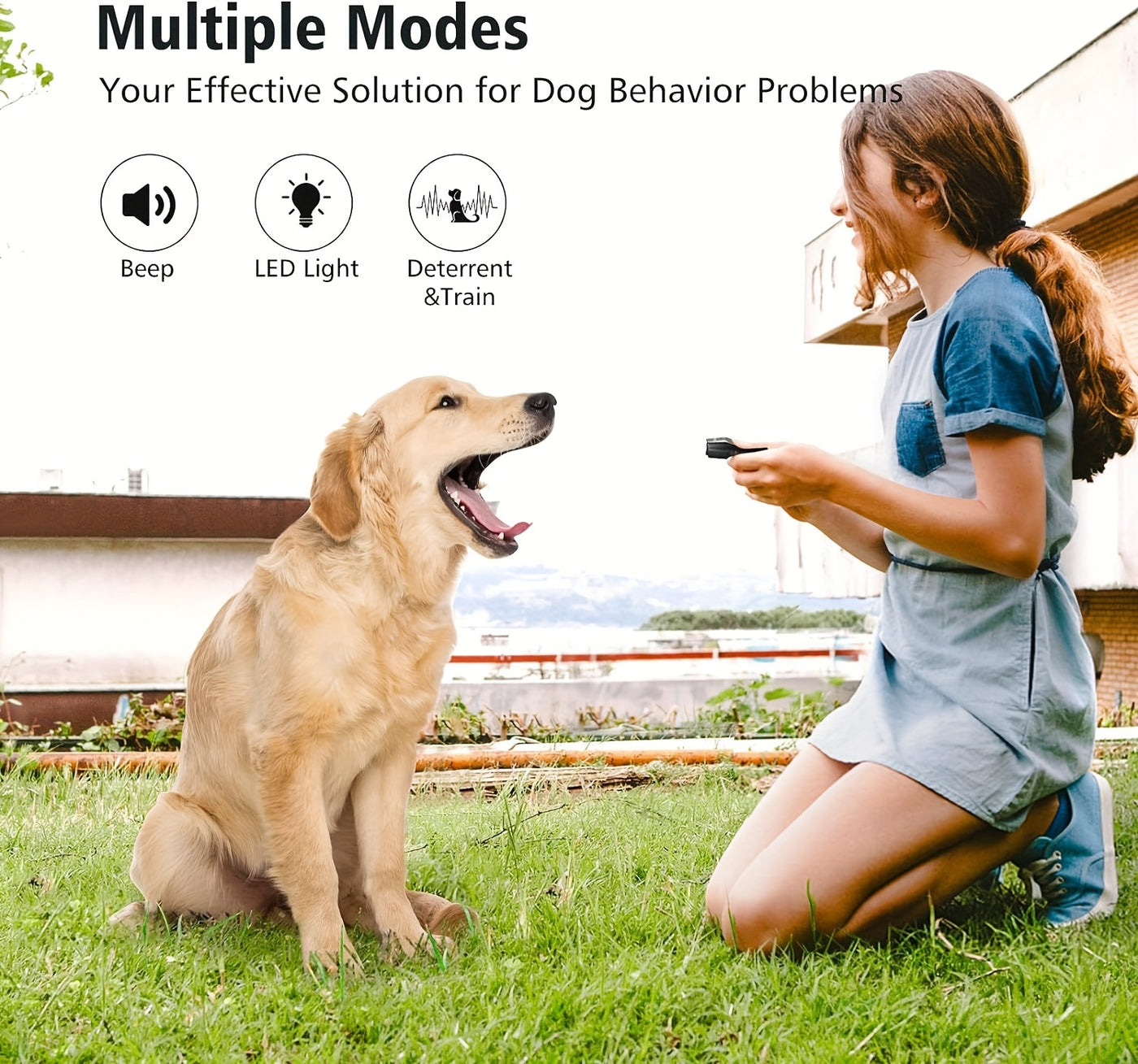 Ultrasonic Anti Barking Device 3-in-1 – Dog Bark Control & Training Tool with 3 Frequency Modes, 16.4Ft Range, Rechargeable LED Light & Wrist Strap | Green, Ginger, Black