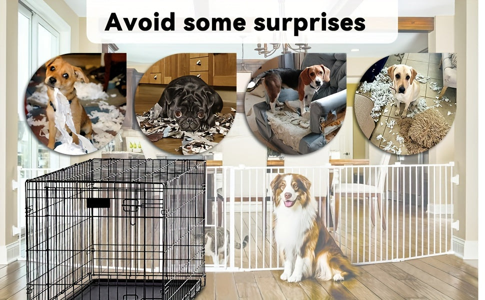 Folding Metal Dog Crate 42 & 48 Inch – Double Door Wire Dog Cage with Divider & Leak-Proof Tray for Puppies, Medium & Large Dogs, Indoor & Outdoor