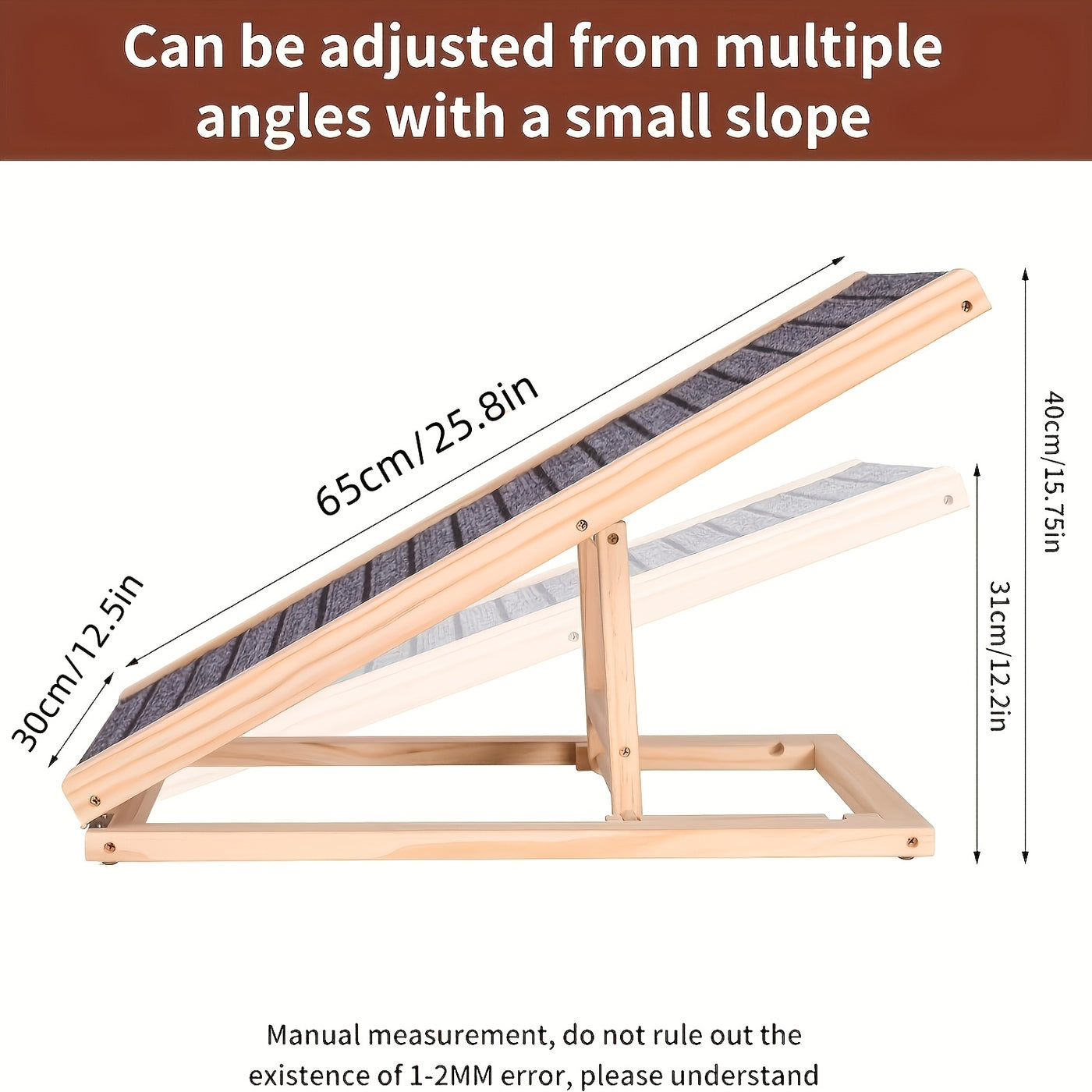 Foldable Pet Ramp Stairs for Sofa & Couch – Adjustable Height 15.75" Compact Dog Cat Ladder for Small & Medium Pets, Barrier-Free Non-Slip Steps