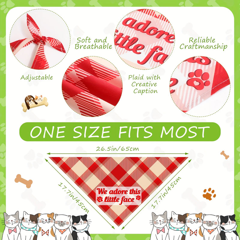 Dog Bandanas Bulk 100 Pack – Plaid & Paw Print Triangle Scarf Kerchief with Captions, Adjustable Washable Pet Bandana for Small to Medium Dogs & Cats, Grooming Accessory Gift