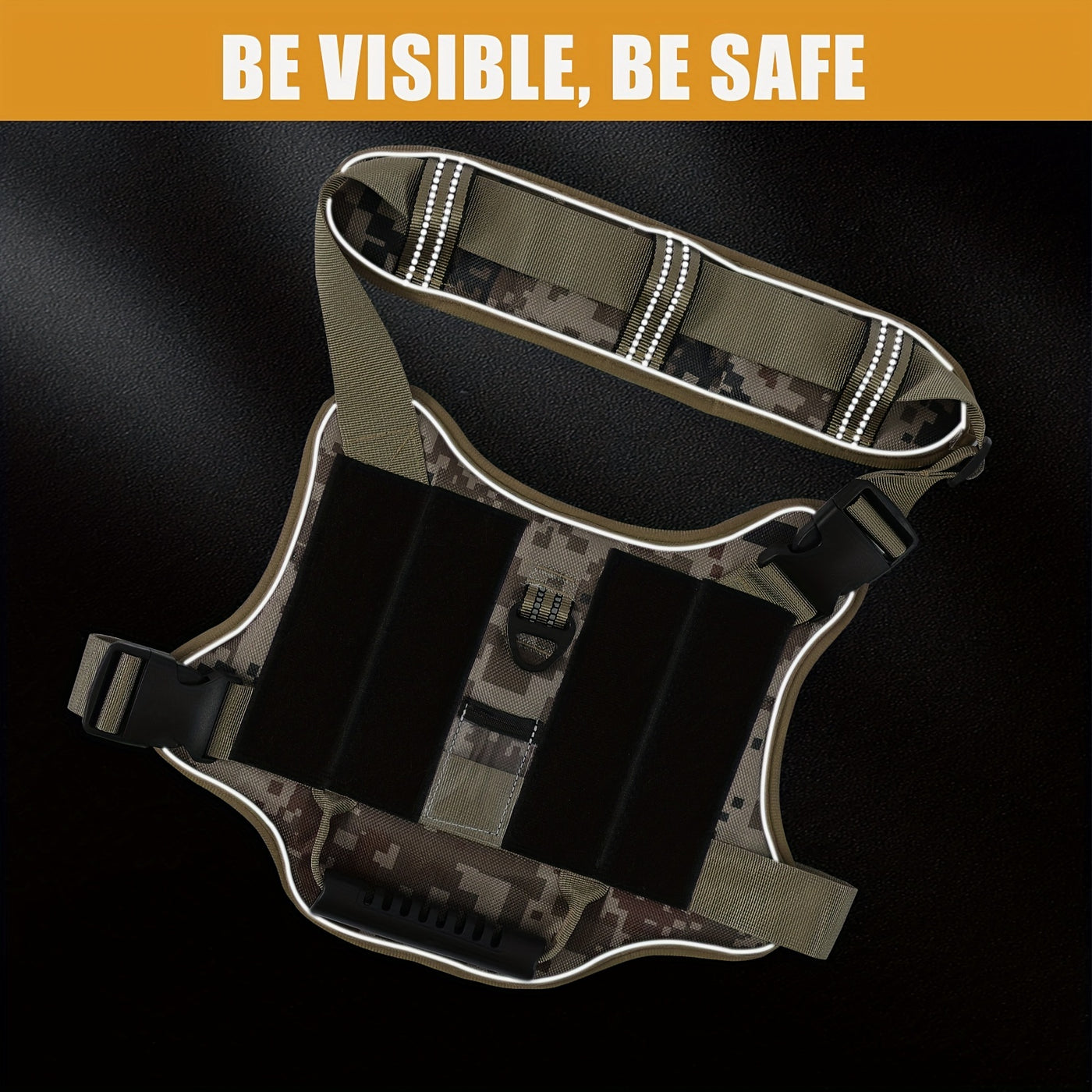Tactical Dog Harness MOLLE with Control Handle S-L - Adjustable Reflective No-Pull Pet Vest for Walking & Training, No Choking, Khaki Linen Black Red Blue Sky Blue