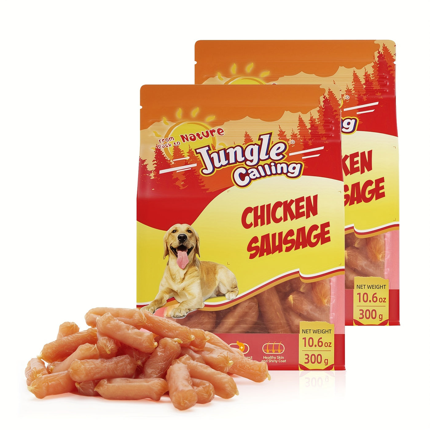 Chicken Jerky Sausage Dog Treats Slow Roasted Chewy Training Snack High-Protein Natural Reward for Medium Large Dogs 21oz 31oz