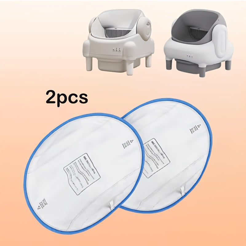 Cat Litter Box Liner Replacement 2-Pack – Leakproof Oval Refillable Liners for Semi-Open Self-Cleaning & Auto Cat Litter Boxes, White with Blue Trim