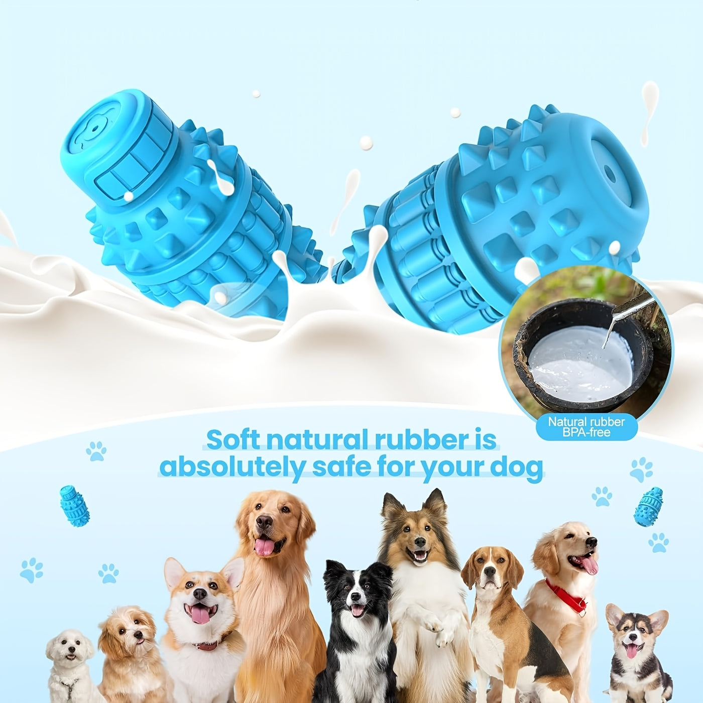 Squeaky Dog Chew Toy – Wolf Tooth Bottle Shape, Durable Interactive Chew Toy & Toothbrush for Aggressive Chewers, Cleans Teeth While They Play
