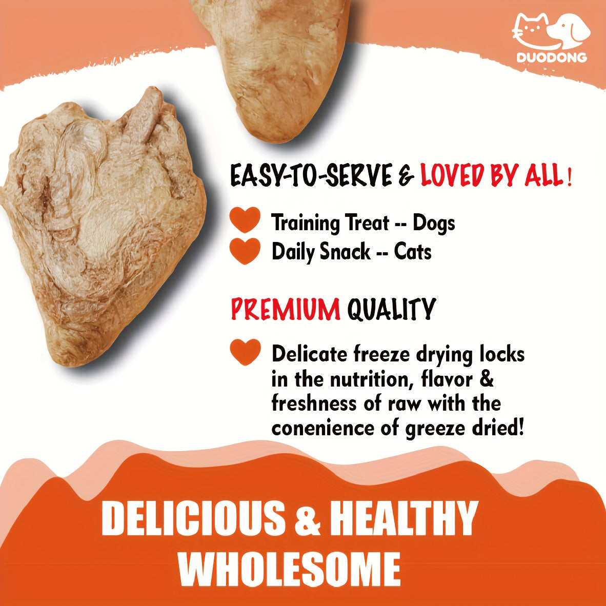 Freeze Dried Chicken Hearts Cat & Dog Treats – Single Ingredient, High-Protein Grain-Free Gluten-Free Natural Snack, Training Reward & Food Topper, 4 Sizes 50g to 300g