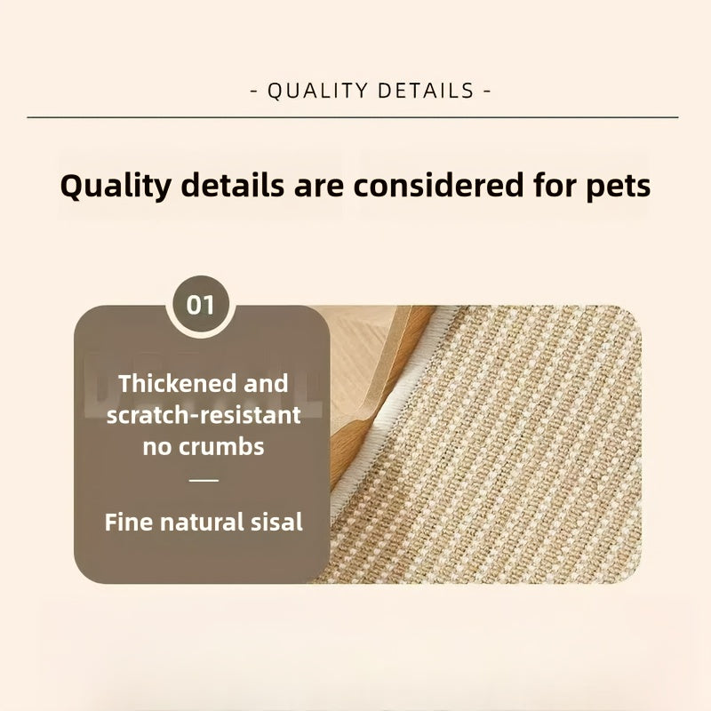 Large Sisal Cat Scratcher Lounge Pad for Indoor Cats – Durable Upgraded Cat Scratching Board, Protects Furniture, Available as Single or Combo Set with Leash & Collar