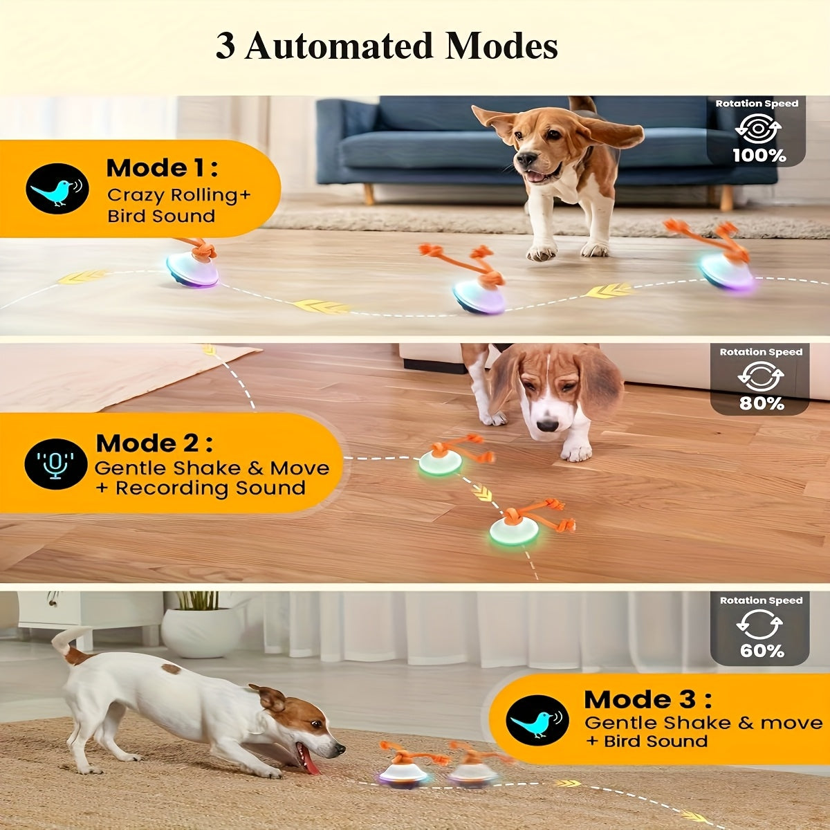 Automatic Rolling Dog Ball with Motion Sensor & Voice Recording – Interactive Rope Toy for Small & Medium Puppies, Outdoor Play, Crate Training & Teething | Green, White, Gray