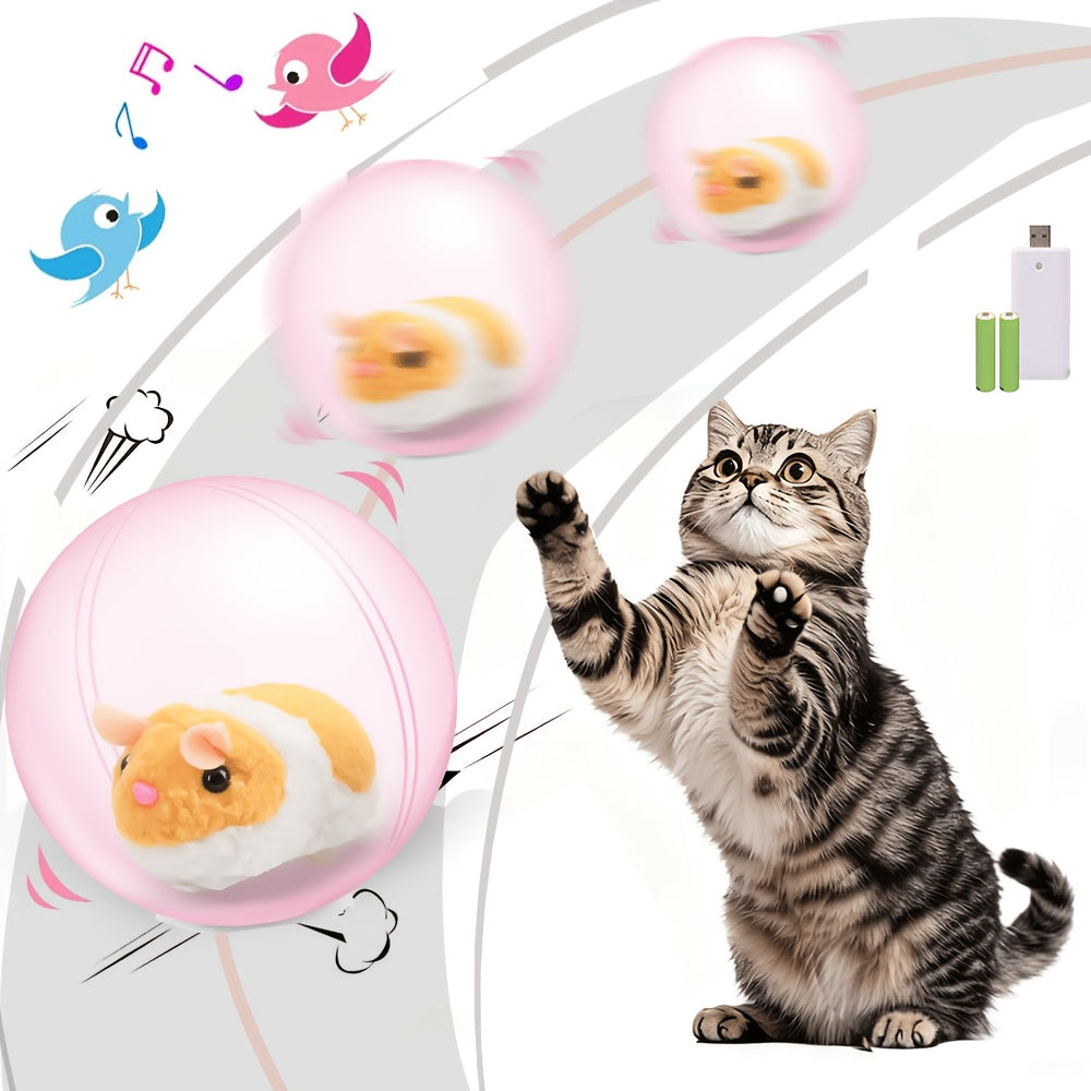 Motion Activated Interactive Cat Toy Ball – Auto Moving Rechargeable Toy for Indoor Cats & Dogs, Boredom Buster for Small Medium Large Pets, Cartoon Rabbit & Squirrel Design