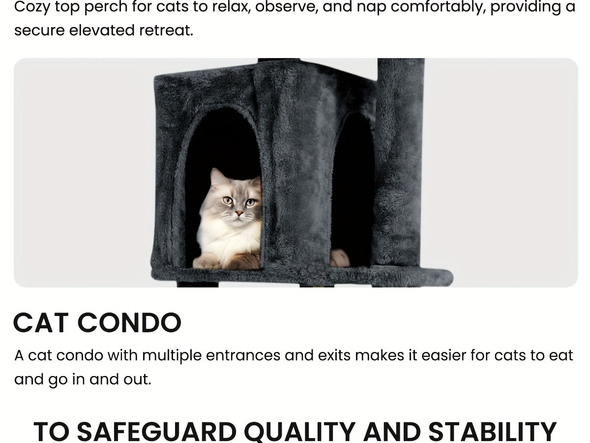 59-Inch Large Cat Tree Tower for Indoor Cats - Multi-Level Plush Perches, Sisal Scratching Posts & Hanging Ball Toy, Tall Cat Tower for Bedroom Living Room