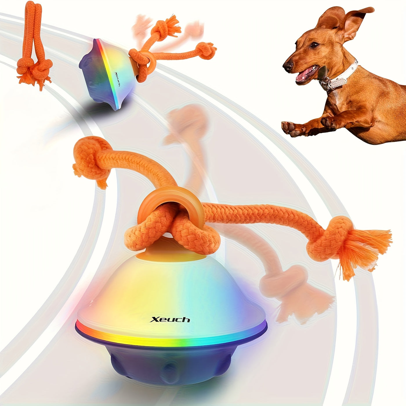 Automatic Rolling Dog Ball with Motion Sensor & Voice Recording – Interactive Rope Toy for Small & Medium Puppies, Outdoor Play, Crate Training & Teething | Green, White, Gray