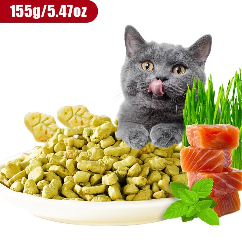 Catnip Cookie Cat Snacks with Cat Grass – Fish-Flavored Dental Molar Sticks for Teeth Cleaning, Hairball Control & Healthy Weight, Natural Treats for Indoor Cats, 150g