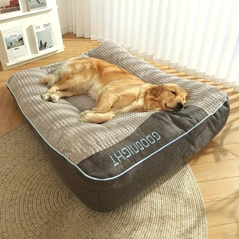 Extra Thick Non-Slip Dog Bed Mat Sofa for Medium Large Dogs & Cats - Plaid All-Season Stuffed Pet Sofa Bed Soft Polyester Filling, XL 2XL 3XL, Includes Toy Balls, Perfect for Golden Retrievers