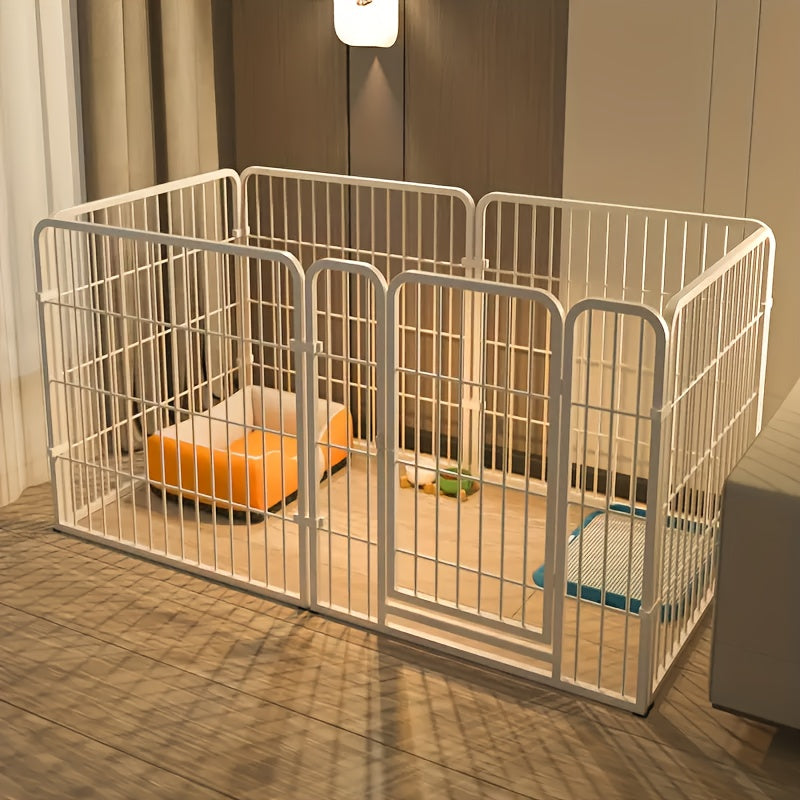 Stainless Steel Indoor Dog Enclosure with Resting, Play & Potty Training Zones - Multi-Functional Flexible Pen for Small Medium Dogs, Easy Assembly