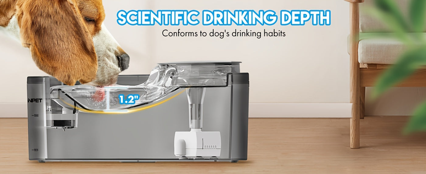 Automatic Pet Water Fountain 1.3-2 Gallon USB Low Voltage with Splatter Guard & Cleaning Kit - Dog Cat Multi-Pet Drinking Dispenser