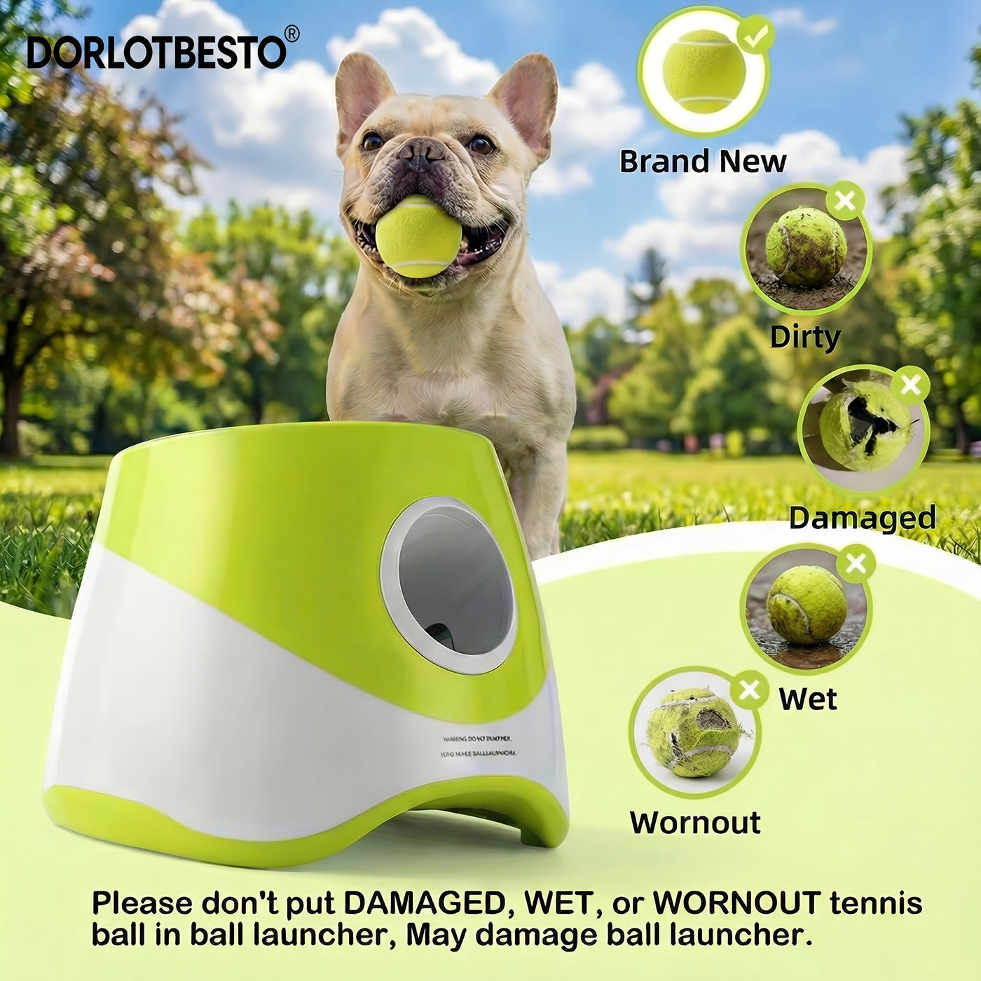 Automatic Dog Ball Launcher with Adjustable 10-30ft Range – Interactive Fetch Toy for Small & Medium Dogs with ETPU Balls & Foldable Water Bowl, Indoor/Outdoor