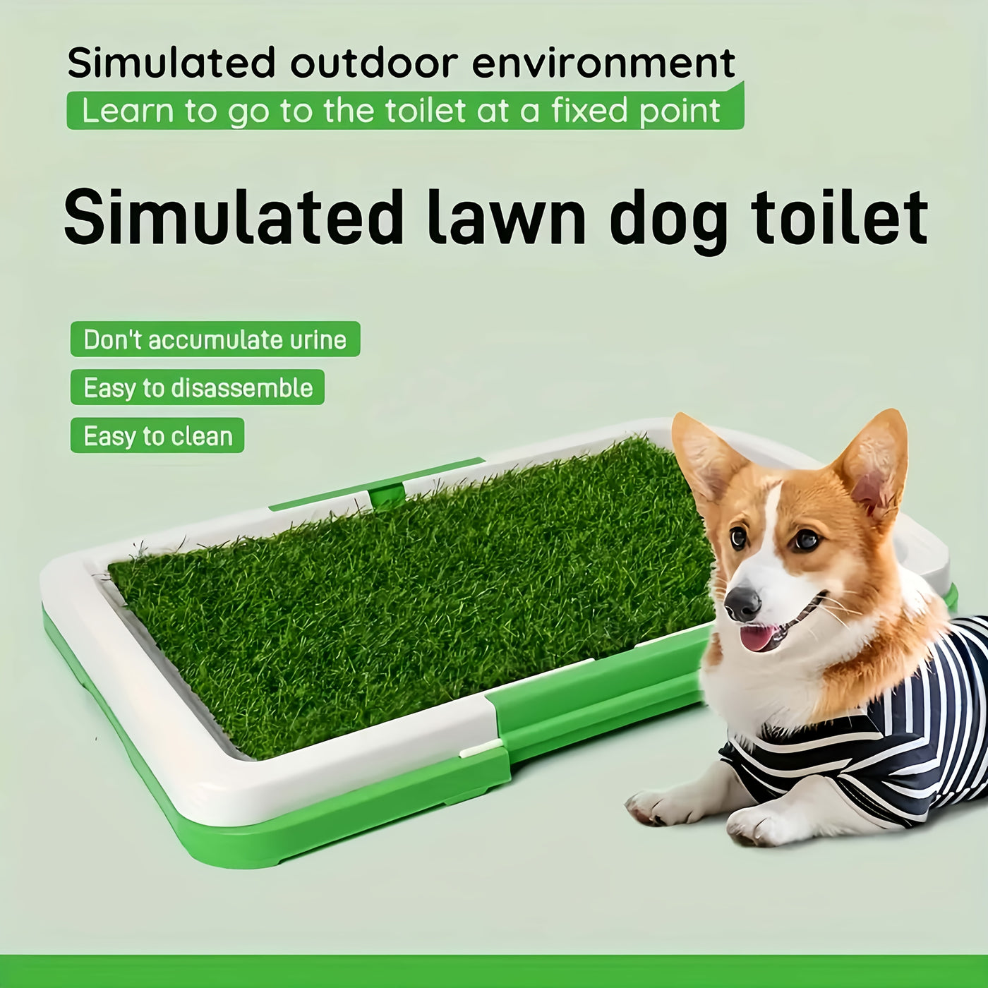 Dog Potty Training Mat with Artificial Grass Non-Slip Tray Splash-Proof Indoor Puppy Potty Box Odor-Free Dog Pee Mat for Home Travel Camping
