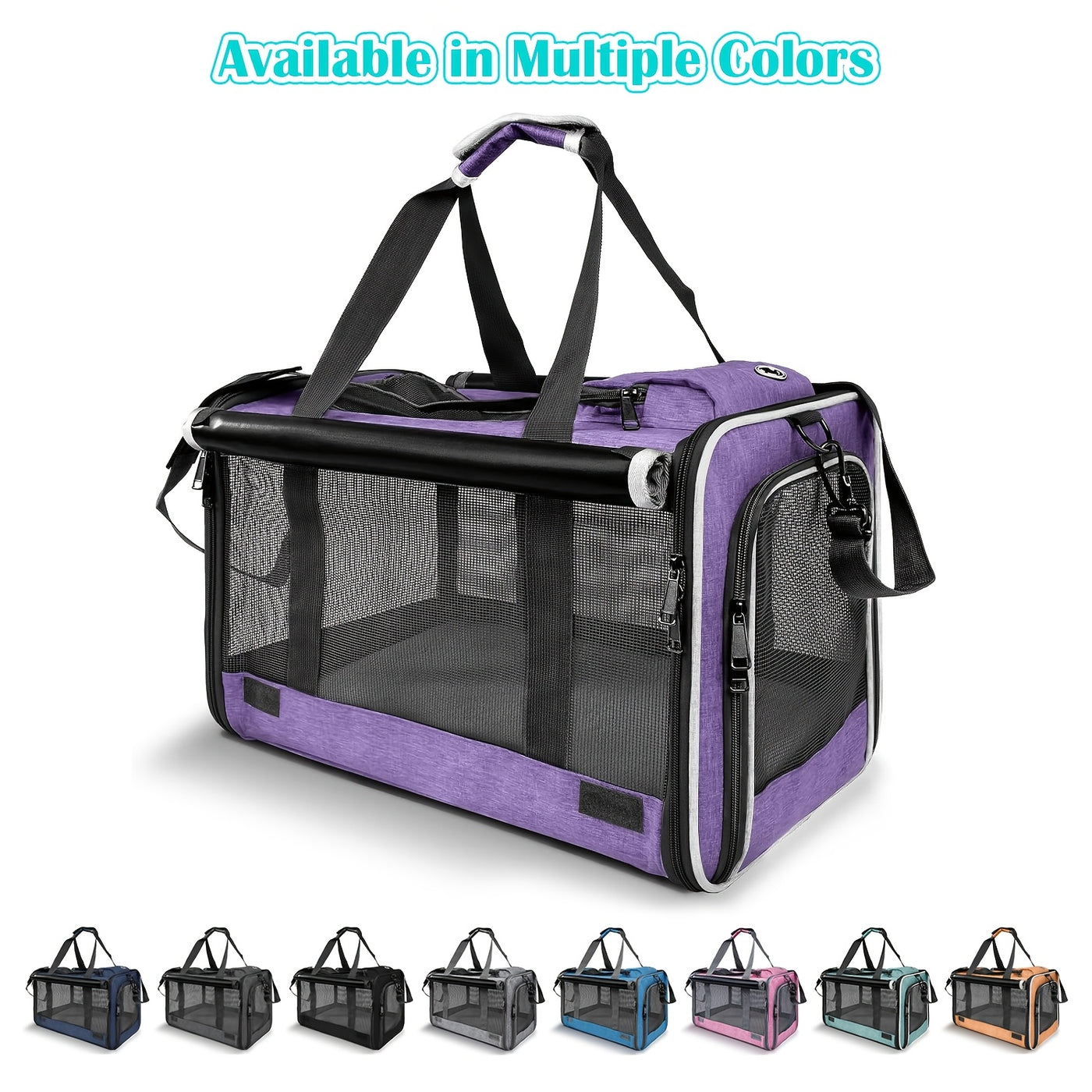 Airline Approved Soft-Sided Pet Carrier for Large Medium Cats & Small Dogs – Breathable Collapsible Travel Bag, Multiple Colors, Optional Combo with Bowls & Pet Glove