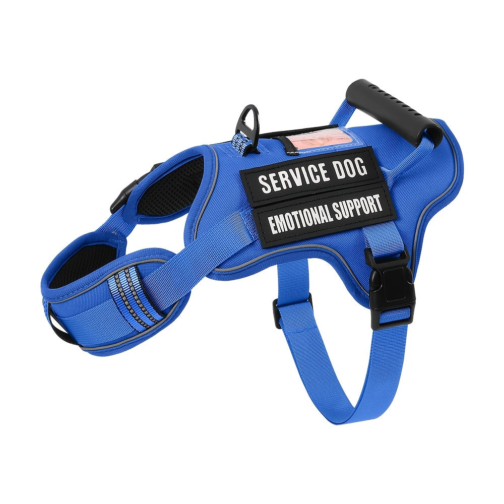 Tactical Dog Harness MOLLE with Control Handle S-L - Adjustable Reflective No-Pull Pet Vest for Walking & Training, No Choking, Khaki Linen Black Red Blue Sky Blue