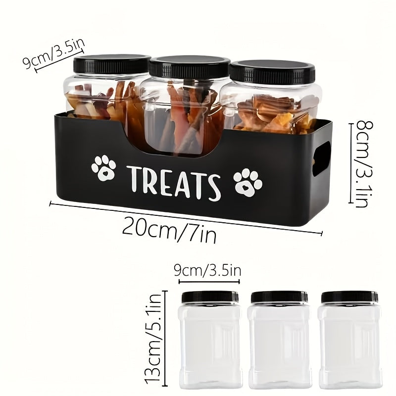 Airtight Pet Food Storage Container Set 3-Piece – Farmhouse Style BPA-Free Plastic Jars for Dog & Cat Treats, Snacks & Dry Food