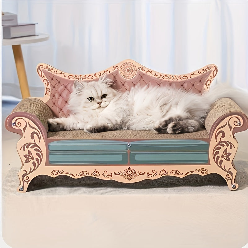 L-Shaped Cat Scratching Board Sofa – Chaise Lounge Cat Scratcher Couch Bed, Wear-Resistant Non-Shedding Sisal, Vertical & Horizontal Scratch, Furniture Protector for Large Cats