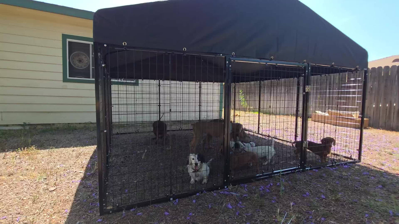 Heavy Duty Outdoor Dog Kennel with Roof & Double Safety Locks – Galvanized Steel Dog Cage Fence, Rust-Resistant, Large Dog Run Enclosure, Multiple Sizes