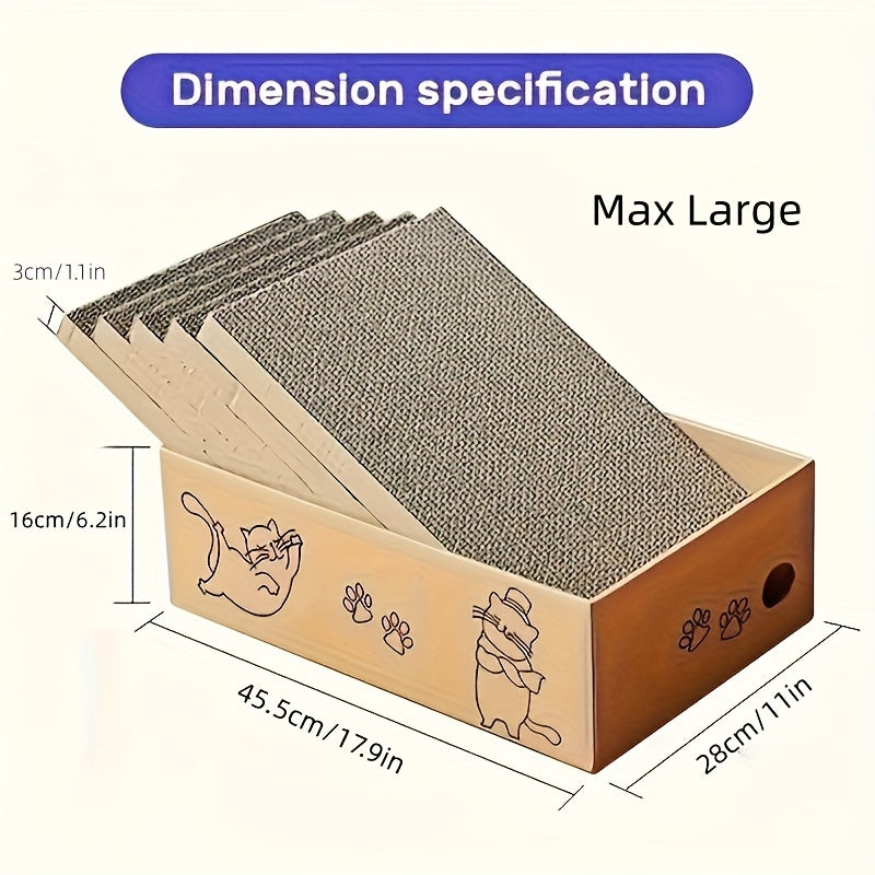 Corrugated Cardboard Cat Scratching Board & Bed Combo 5-Pack - 5-Layer Replaceable Durable Scratch Pad for Indoor Cats & Kittens, Standard & Extra Large