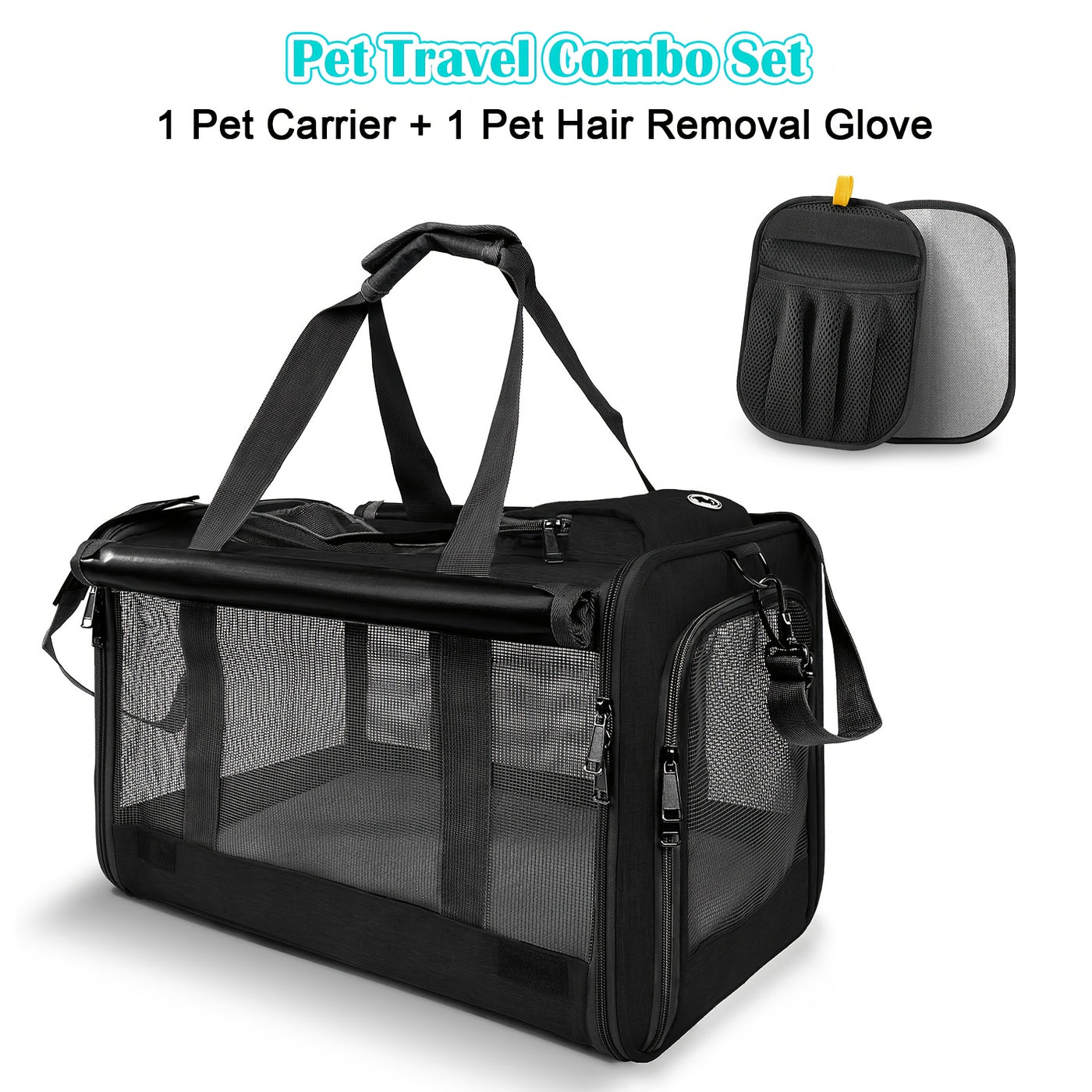 Airline Approved Soft-Sided Pet Carrier for Large Medium Cats & Small Dogs – Breathable Collapsible Travel Bag, Multiple Colors, Optional Combo with Bowls & Pet Glove
