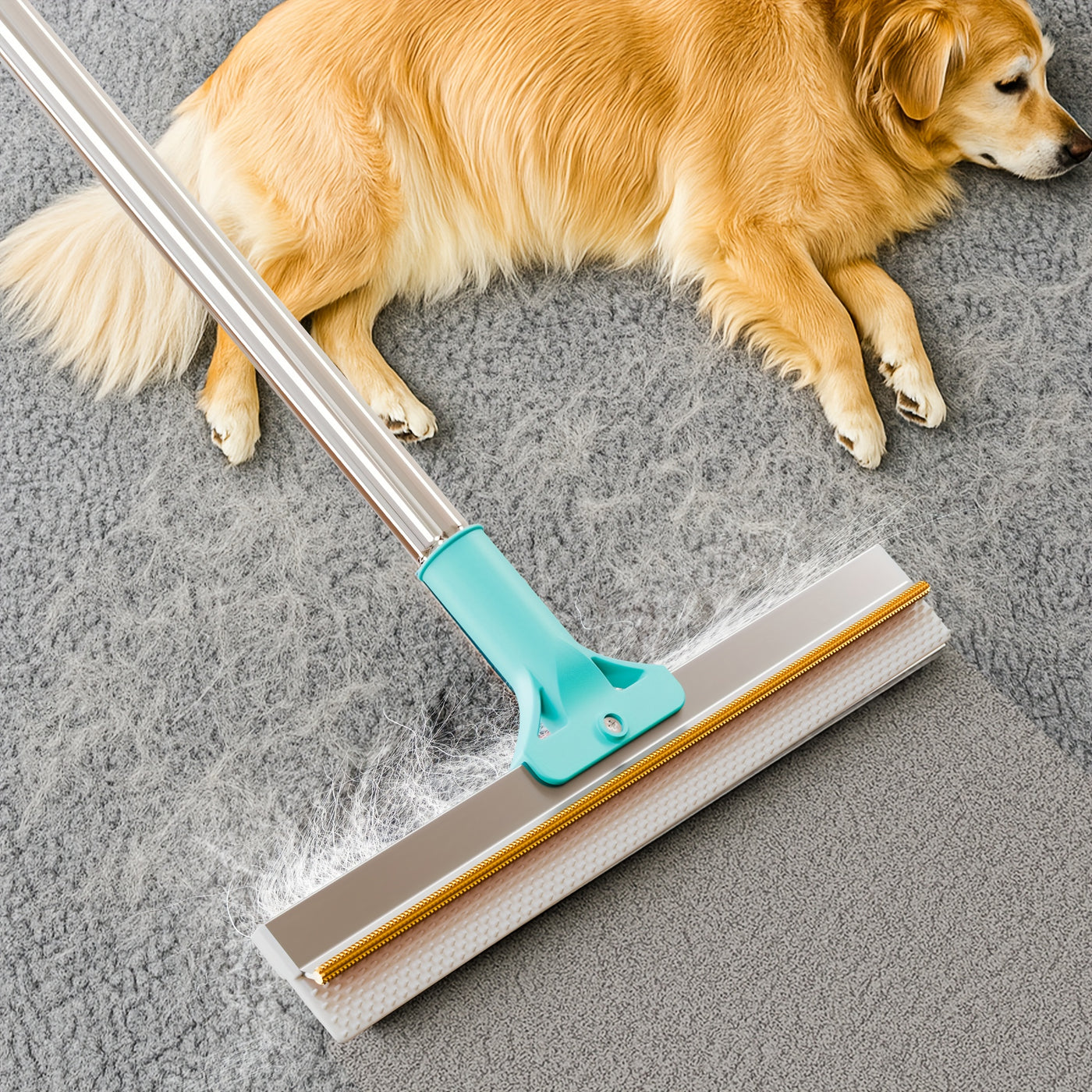 Pet Hair Remover Carpet Rake – Dog & Cat Hair Removal Tool with 51in Handle for Rugs, Upholstery & Stairs, Deep Cleaning Fur Rake for Home