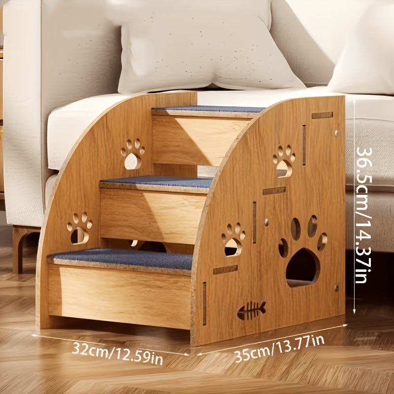 Pet Stairs for Bed and Sofa – 3 or 4 Step Non-Slip Dog & Cat Steps with Safety Railings, 15" High Ramp Staircase for Small and Medium Dogs and Cats