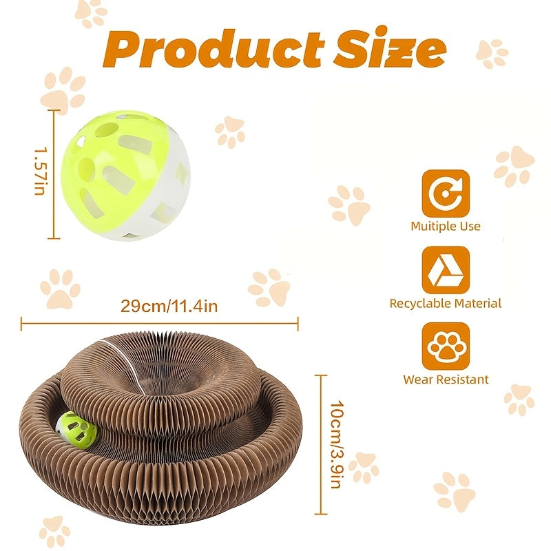 Foldable Cat Scratch Board Organ Shape – Multi-Position Cardboard Scratcher with Magnetic Closure, Catnip Compatible, Durable Interactive Cat Toy