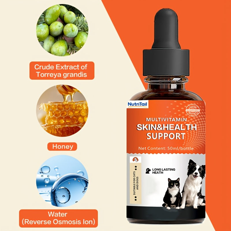 Multivitamin Oral Liquid for Cats and Dogs 50ml – Skin & Hair Health Daily Supplement, Rich in Multiple Vitamins