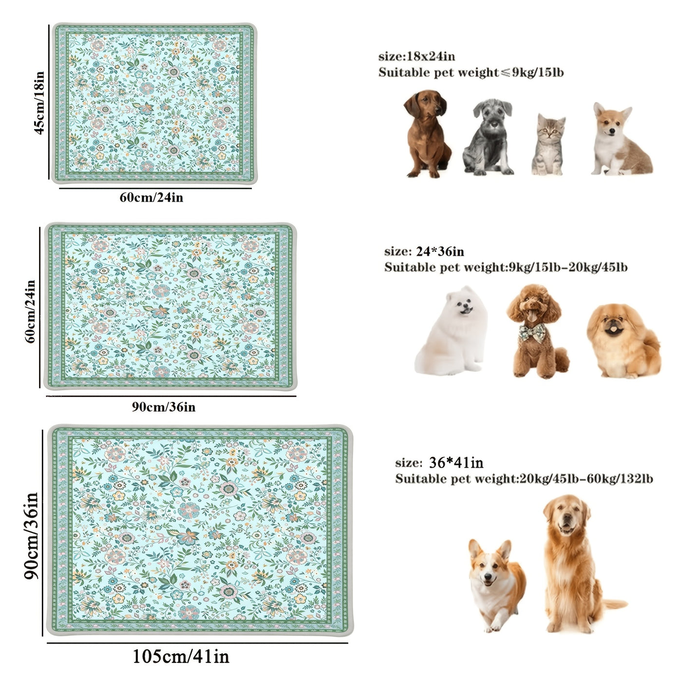 Washable Dog Pee Pads 2-Pack Reusable Non-Slip Leak-Proof Potty Training Pads for Crates and Floors