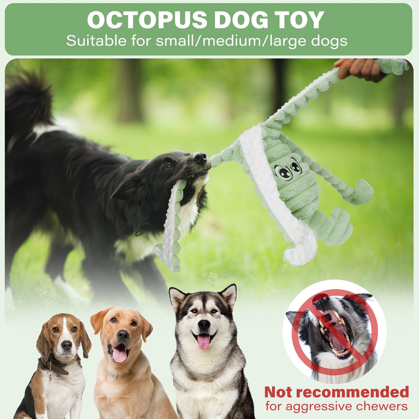 Squeaky Octopus Dog Toy – Soft Plush Stuffed Chew Toy with Squeaker for Small Medium Large Dogs, Teeth Cleaning, 6 Colors, Cute Puppy Gift