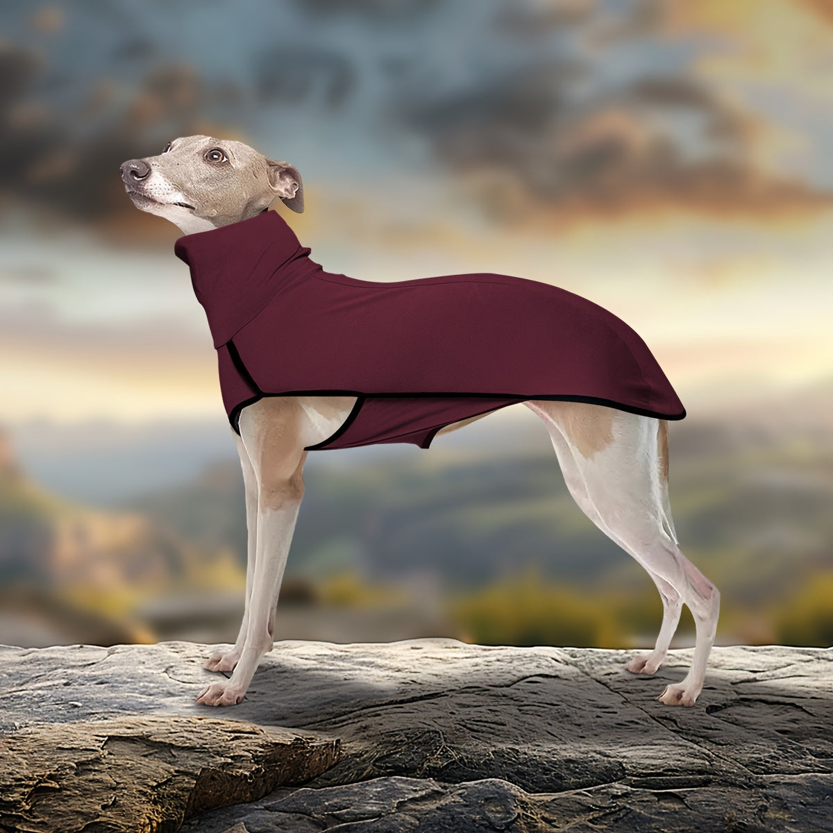 High Neck Dog Coat – Warm Solid Color Woven Polyester Pullover for Small Medium Large Dogs, Machine Washable All-Season Fall Winter Pet Clothing, XL to 4XL