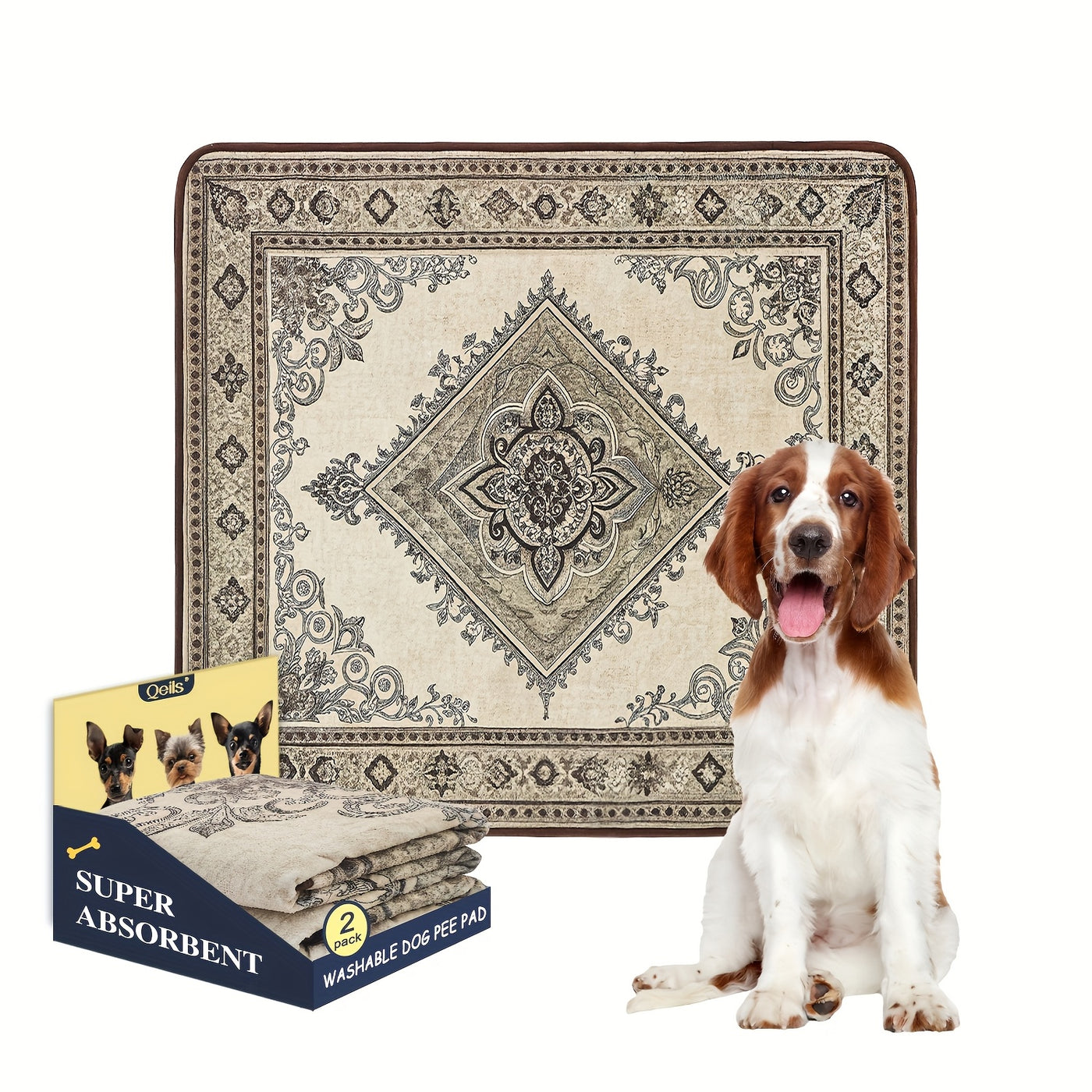 Washable Reusable Dog Pee Pads - Super Absorbent Leakproof Non-Slip Puppy Training Pads for Floor Crate Couch, Multiple Sizes & Patterns, Machine Washable Pet Potty Pads