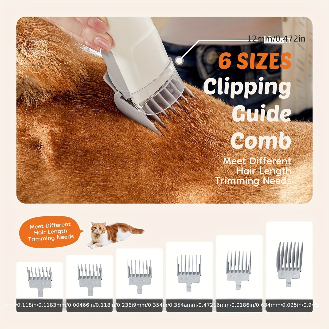 Pet Grooming Vacuum Kit 5-in-1 – Dog & Cat Hair Clipper with 99% Suction Vacuum, 6 Guide Combs, Professional Low-Noise Grooming Tools for Dogs Cats, White Grey & White Blue